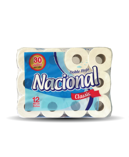 Papel Higiénico Nacional Classic (12 ROLLOS PLANCHA)